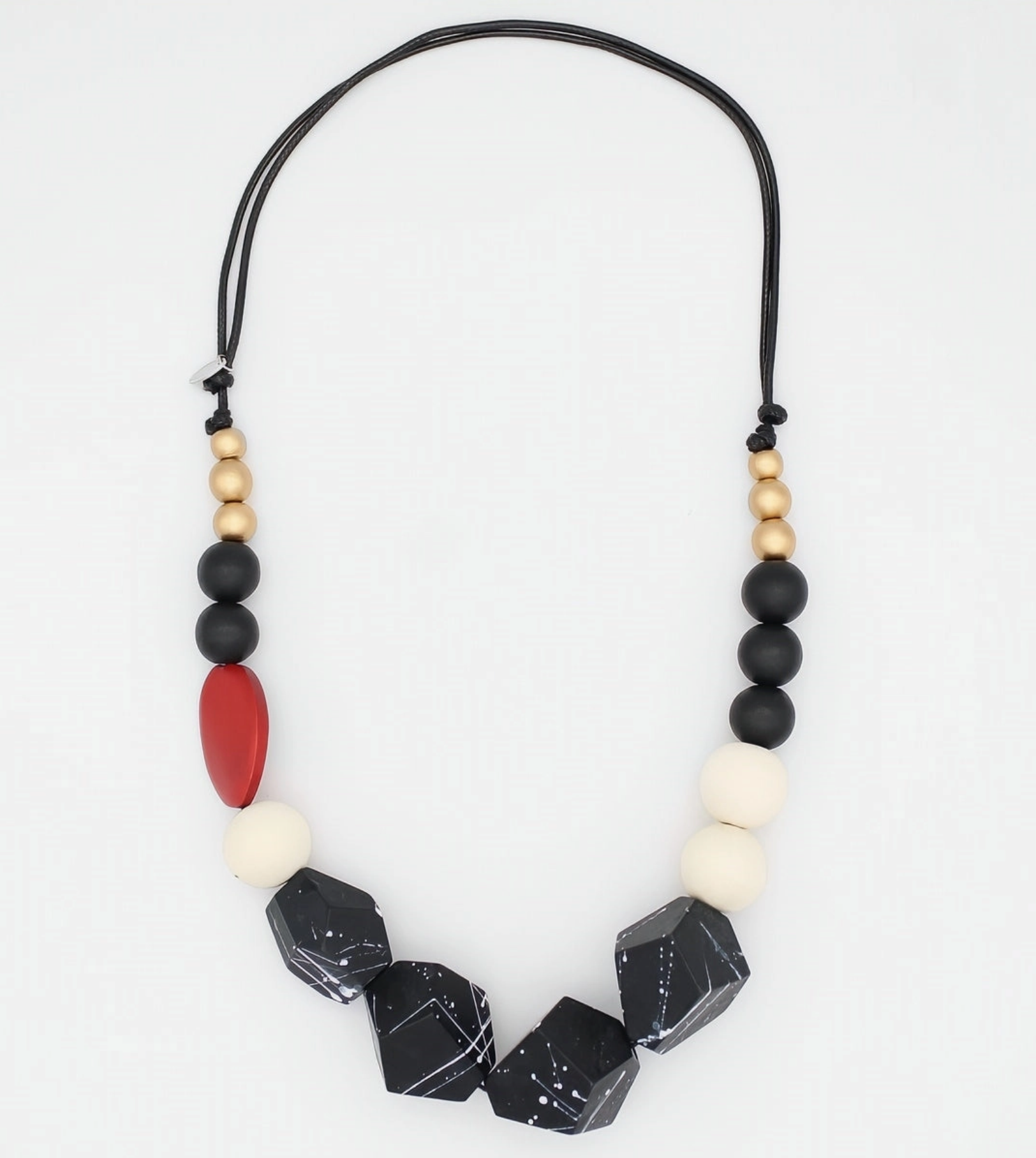 SYLCA Caroline Red and Black Chunky Wooden Necklace
