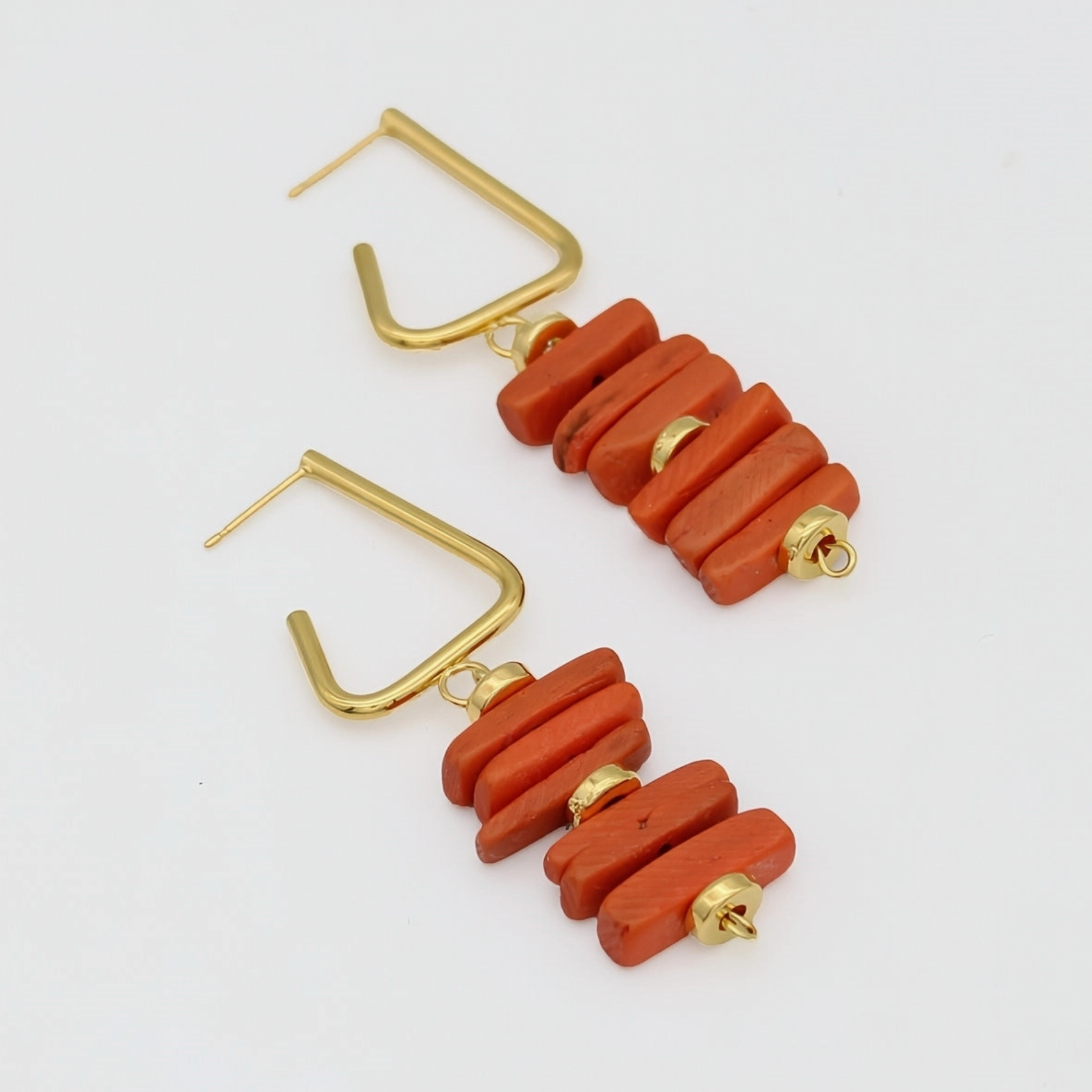 SYLCA Orange Stacked Drop Earrings