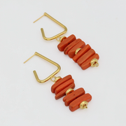 SYLCA Orange Stacked Drop Earrings