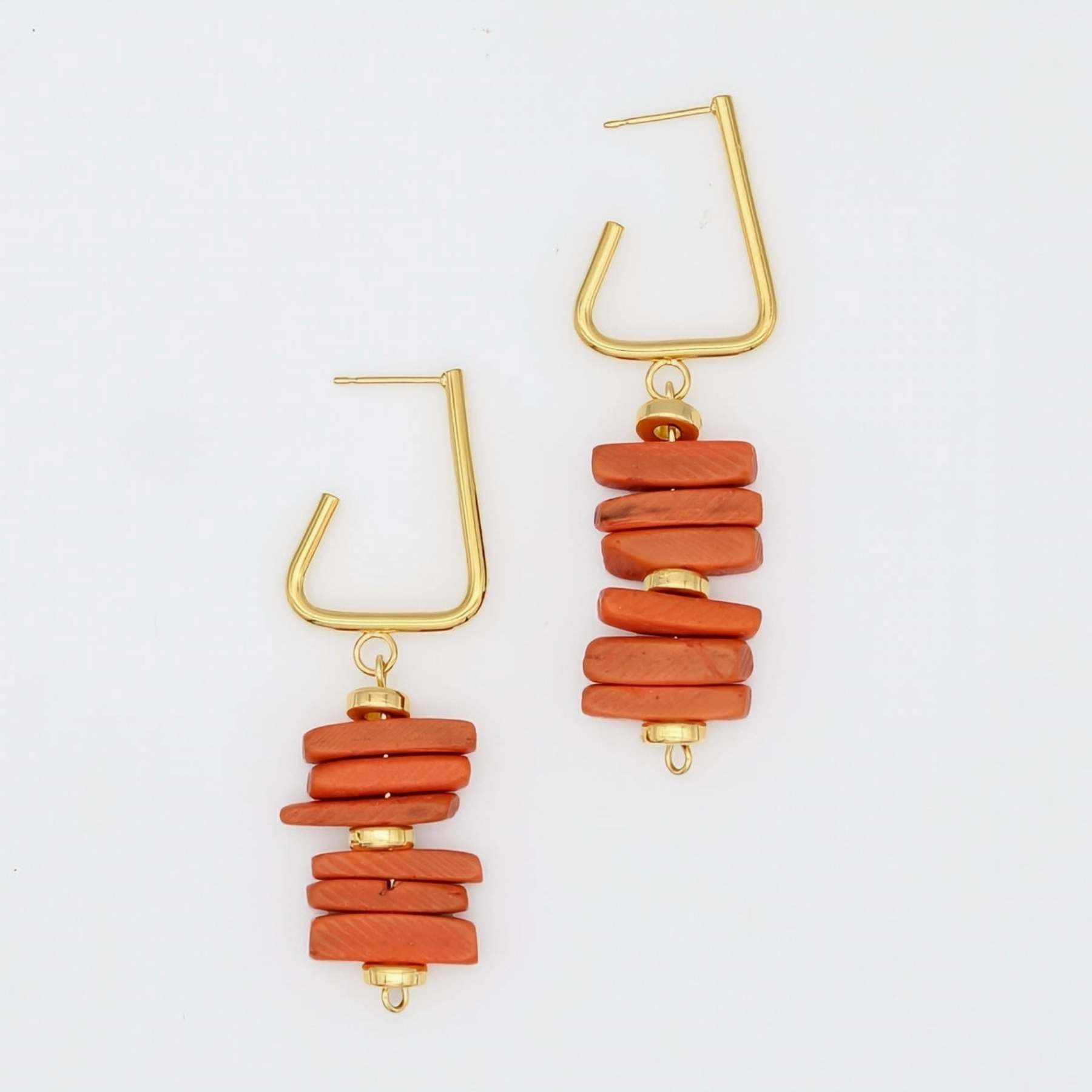 SYLCA Orange Stacked Drop Earrings