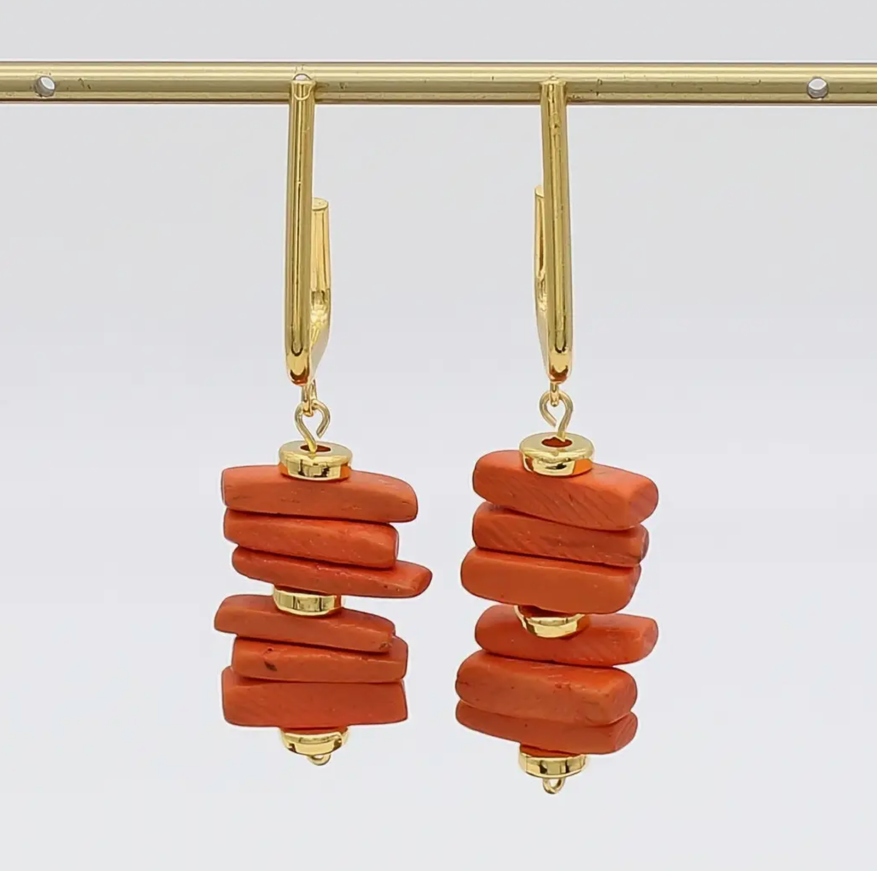 SYLCA Orange Stacked Drop Earrings