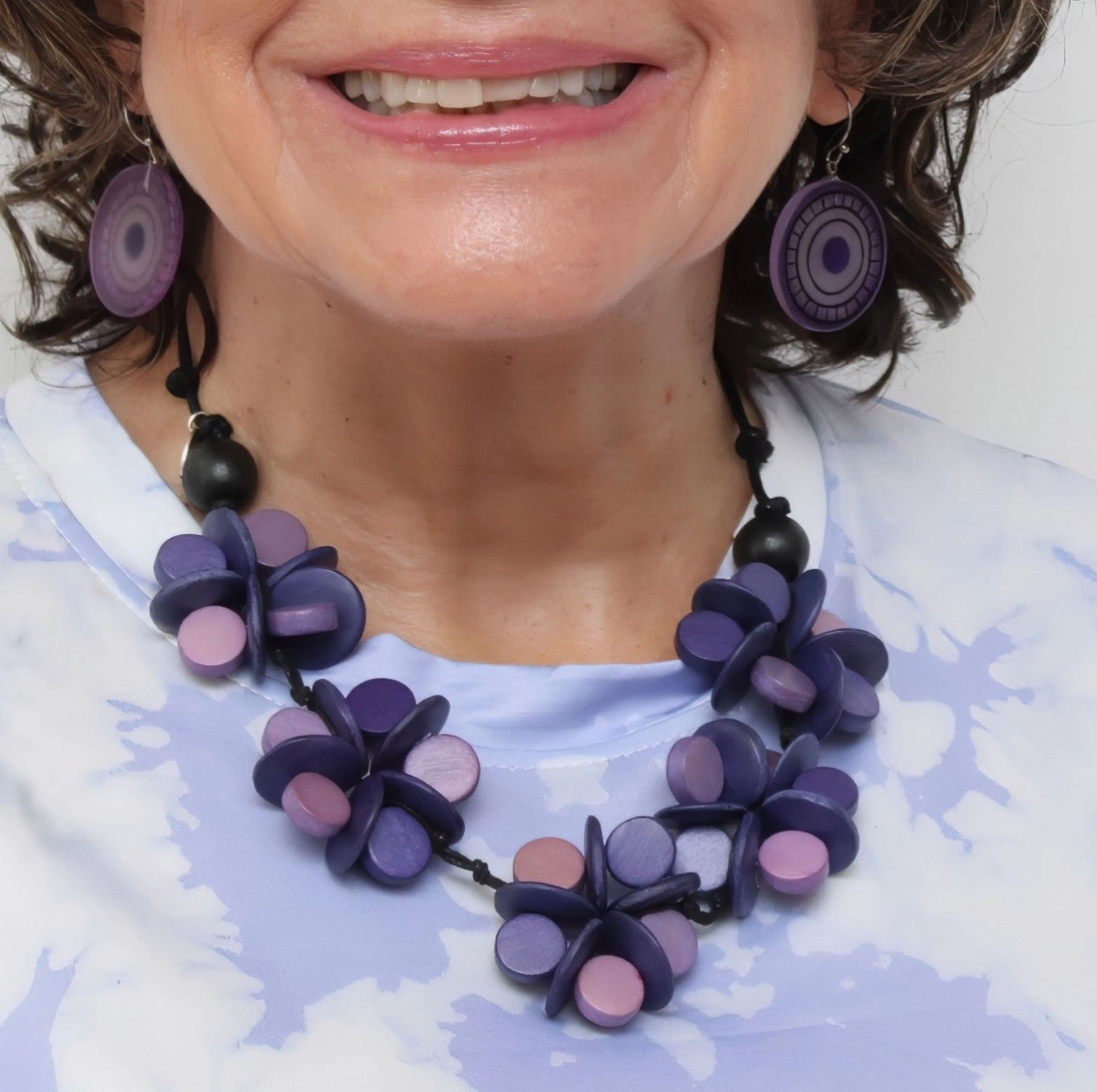 SYLCA Purple Cascading Blooms Necklace