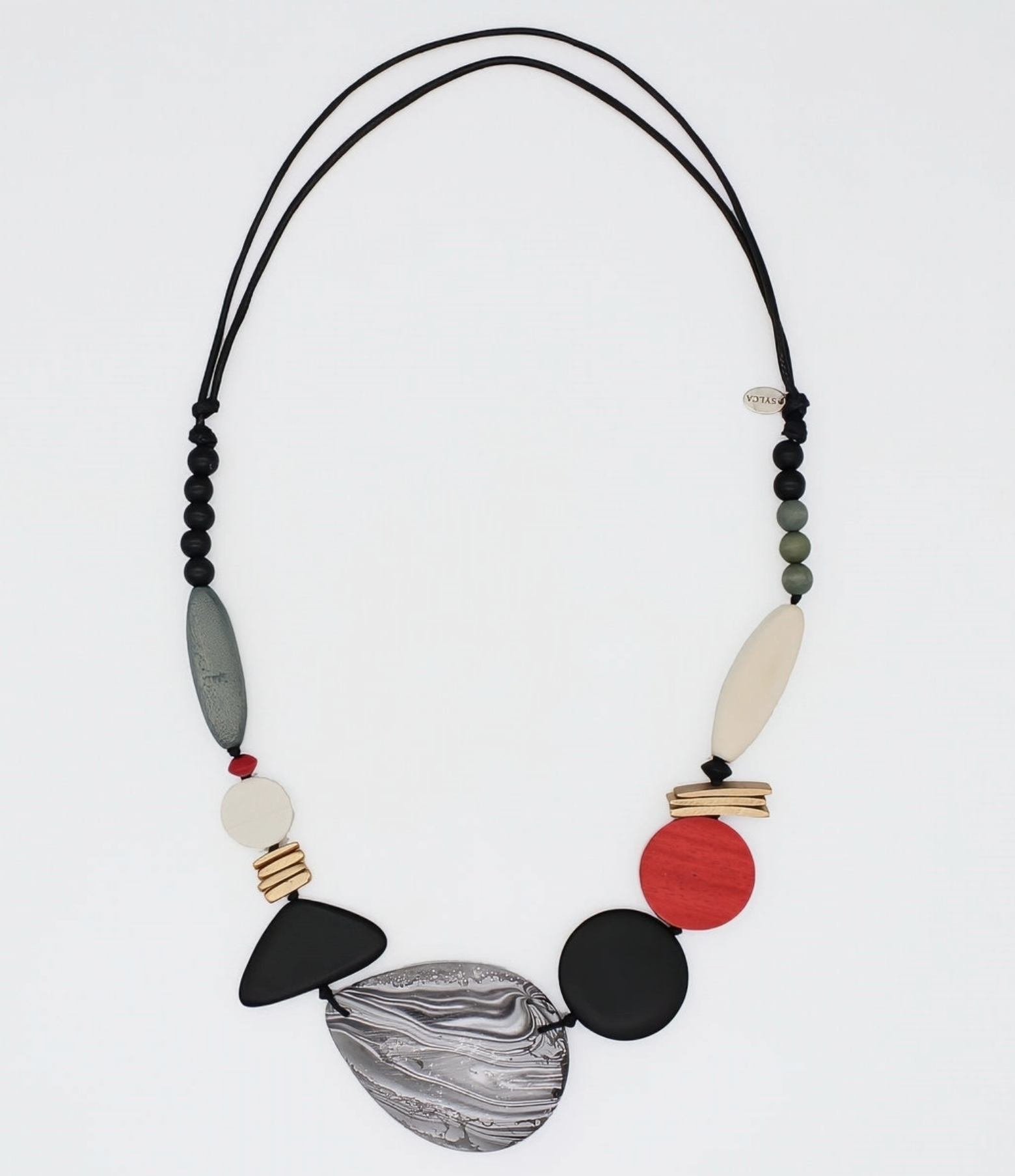 SYLCA Red Dusk and Dawn Marble Necklace