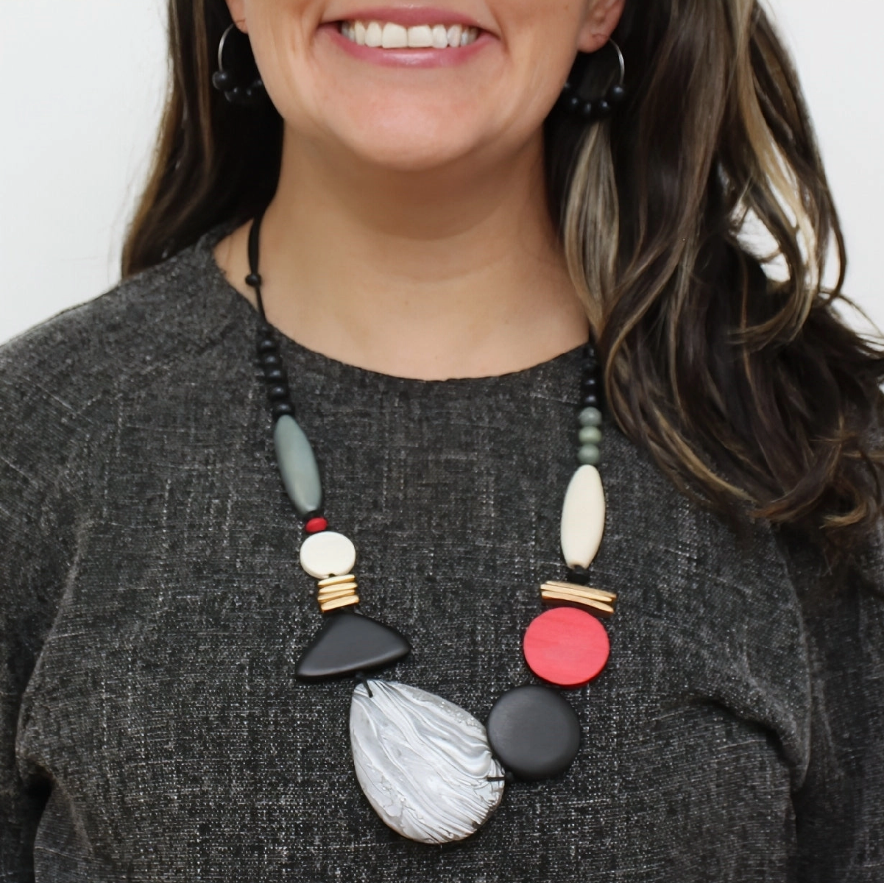 SYLCA Red Dusk and Dawn Marble Necklace