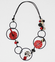 SYLCA Red Hayden Disk Necklace