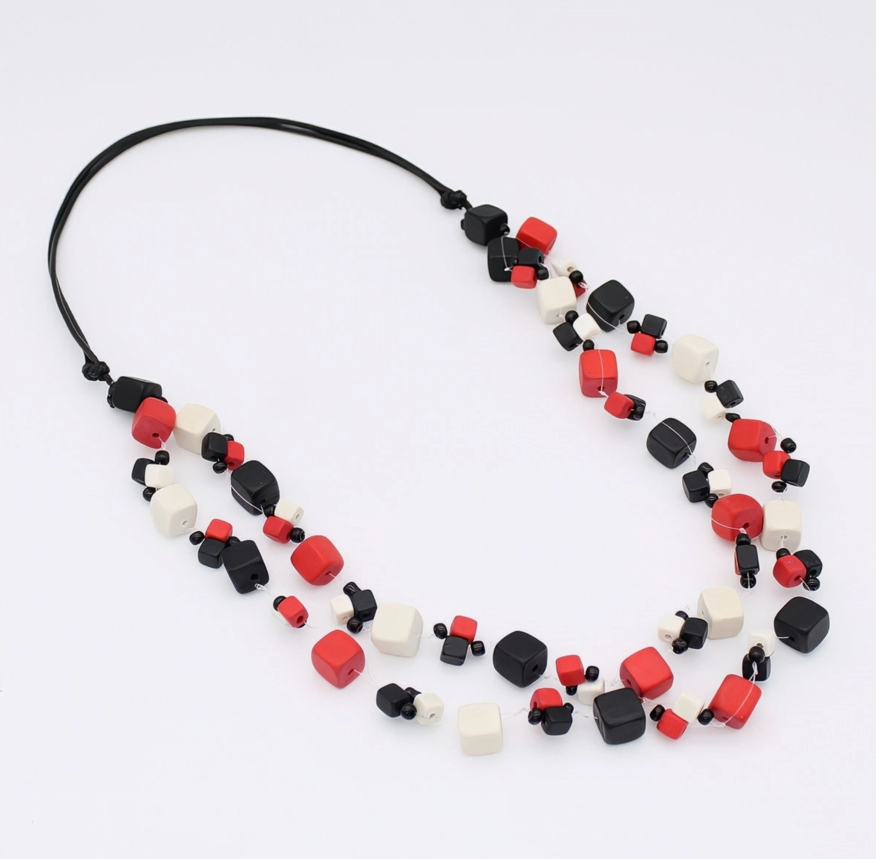 SYLCA Red and Black Lia Floating Bead Necklace