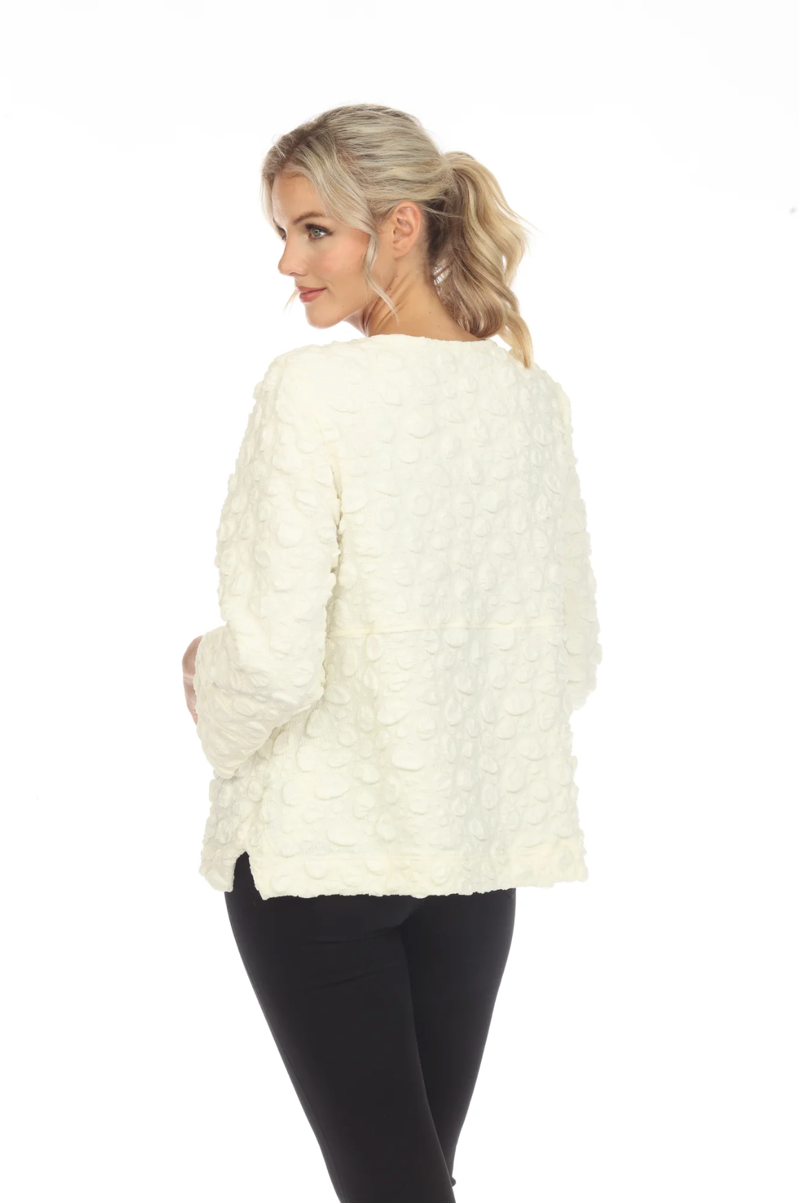 MOONLIGHT Ivory Classic Textured Button Down Blouse - 3576 - IVORY