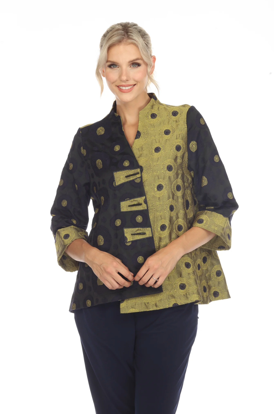 MOONLIGHT Purple & Red Split Dot Print Three Closure Jacket - 3592 - PURPLE/RED (NOT NAVY/LIME)