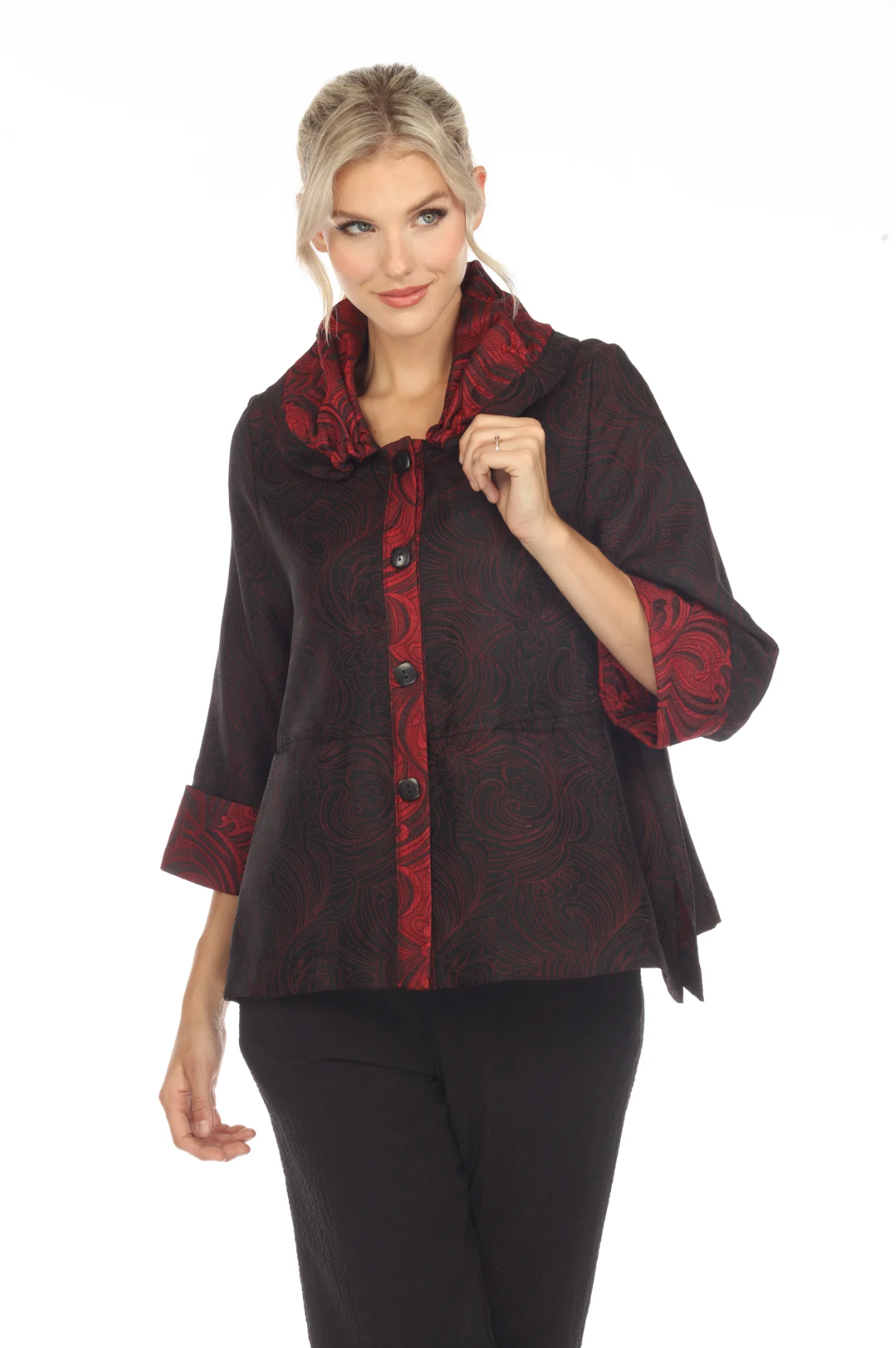 MOONLIGHT Red Button Down Collared Print Jacket - 3596TAF