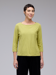 CUT LOOSE Linen Cotton Jersey 3/4 Sleeve Boatneck Tee - 5015060