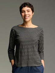 CUT LOOSE Black Stripe 3/4 Sleeve Boatneck Tee - 5755060