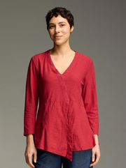 CUT LOOSE Linen Cotton Jersey 3/4 Sleeve Wrap Top - 5017341