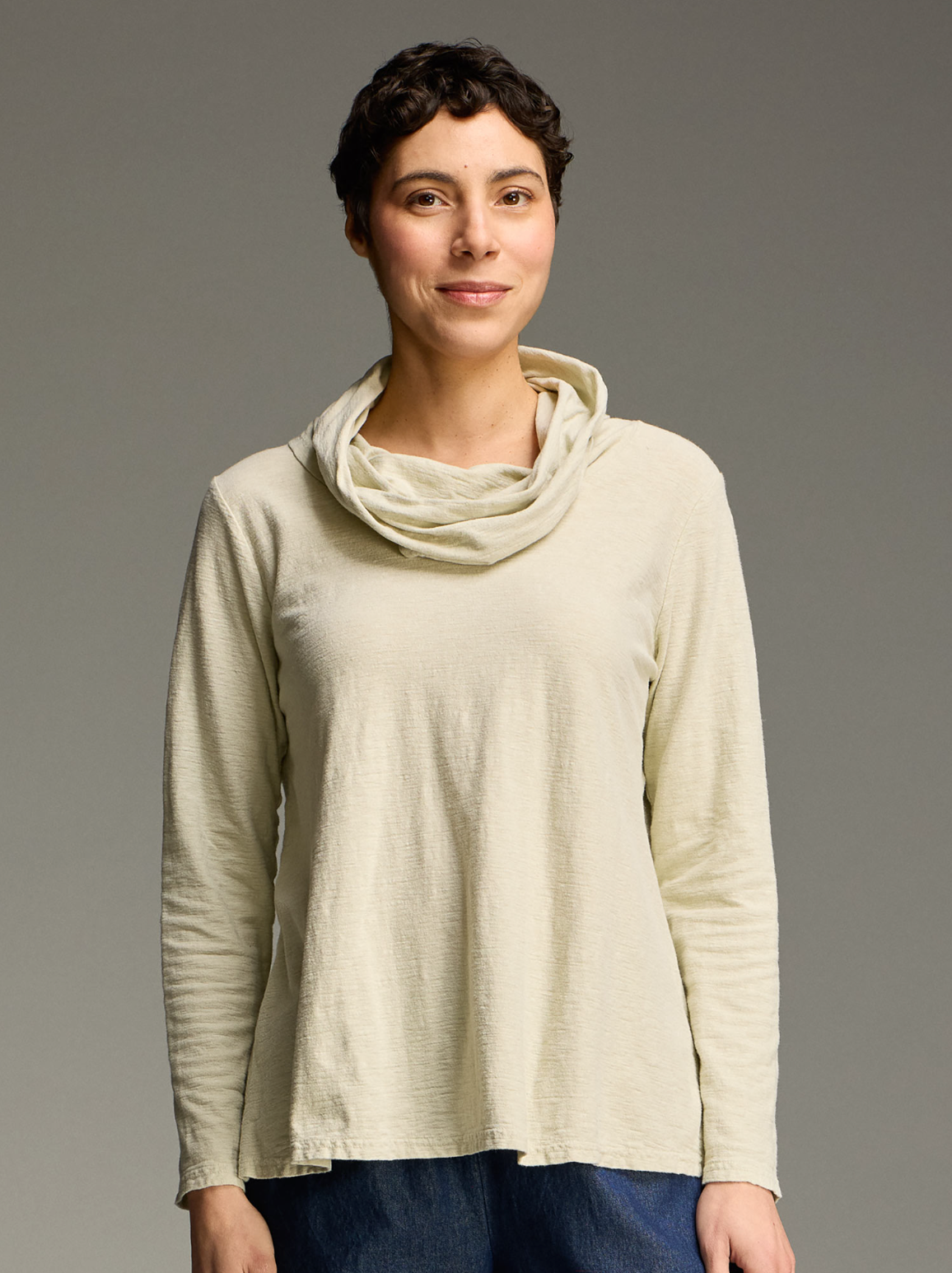 CUT LOOSE Linen Cotton Jersey Cowl Neck Pullover - 5017428