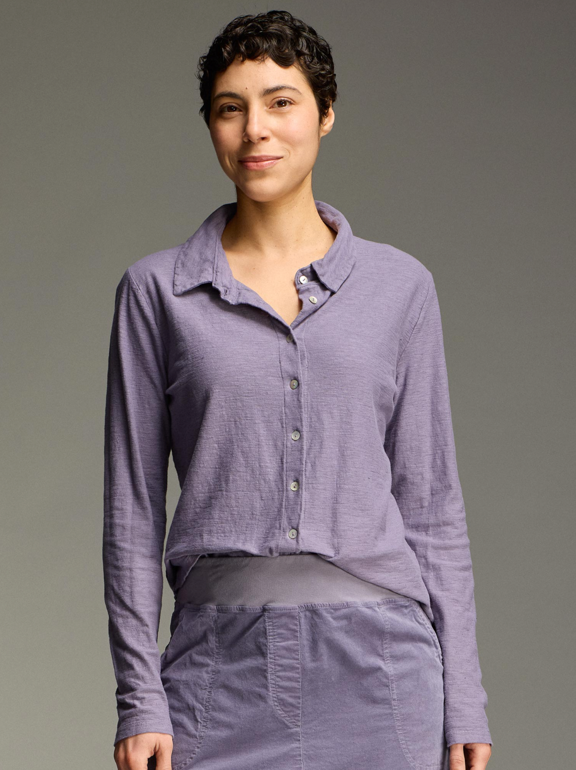 CUT LOOSE Linen Cotton Jersey Fitted Shirt - 5016635