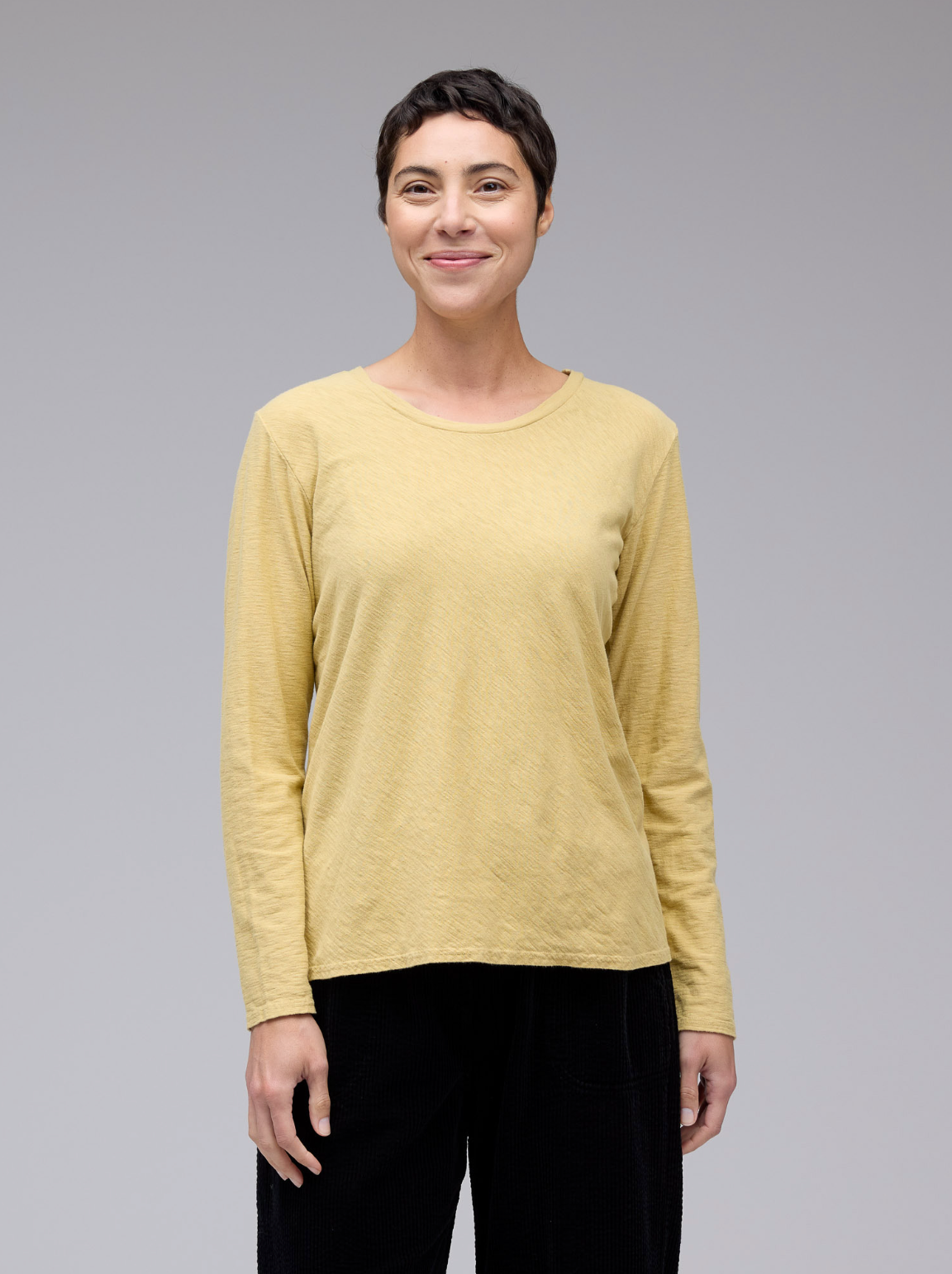 CUT LOOSE Linen Cotton Jersey Long Sleeve Bias Top - 5017811