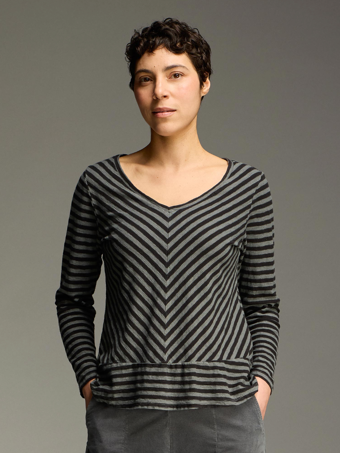 CUT LOOSE Black Stripe Long Sleeve Border Top - 5757821