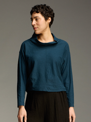 CUT LOOSE Linen Cotton Jersey Long Sleeve Cowl Top - 5016405