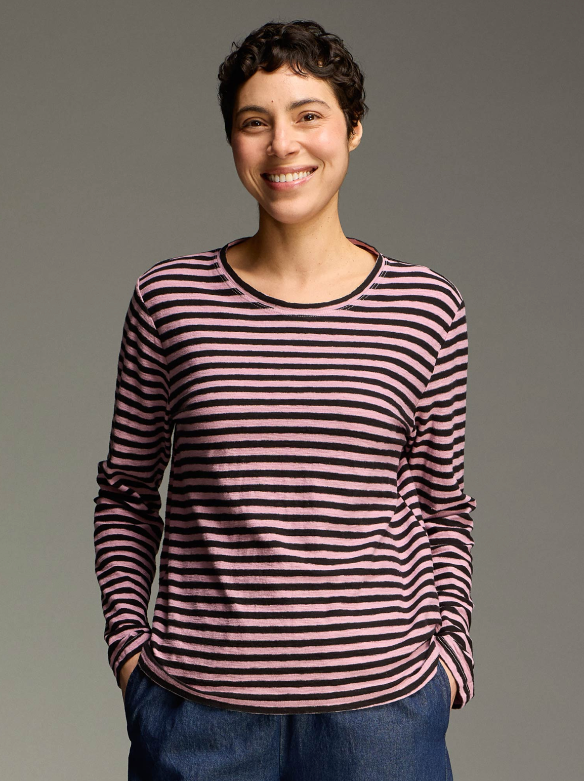 CUT LOOSE Black Stripe Long Sleeve Easy Tee - 5756611