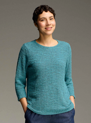 CUT LOOSE Texture Sweater Knit 3/4 Sleeve Boatneck Top - 6375060