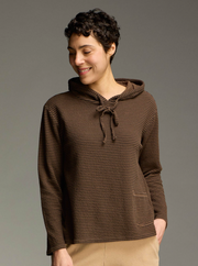 CUT LOOSE Black Stripe Doublecloth Aline Hoodie - 0586752