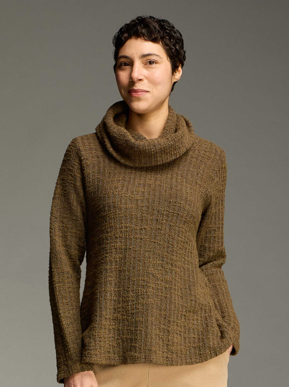 CUT LOOSE Texture Sweater Knit Cowl Neck Pullover - 6377428