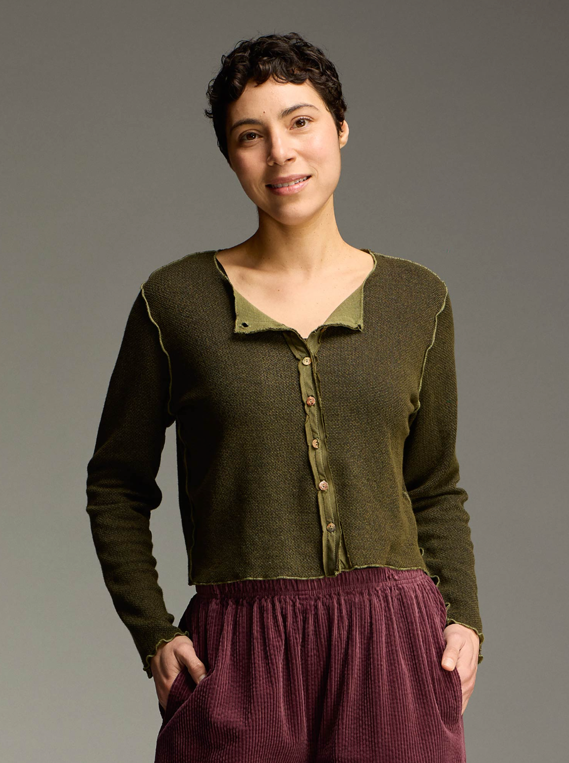 CUT LOOSE Marled Sweater Knit Crop Cardigan - 6708932
