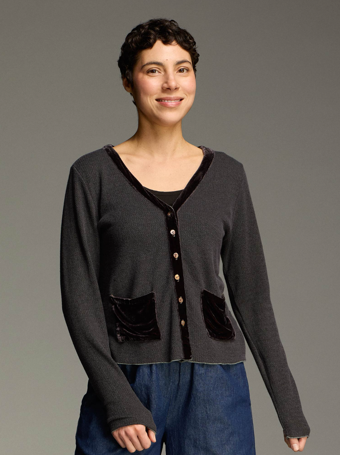 CUT LOOSE Marled Sweater Knit Crop Pocket Cardigan - 6708718