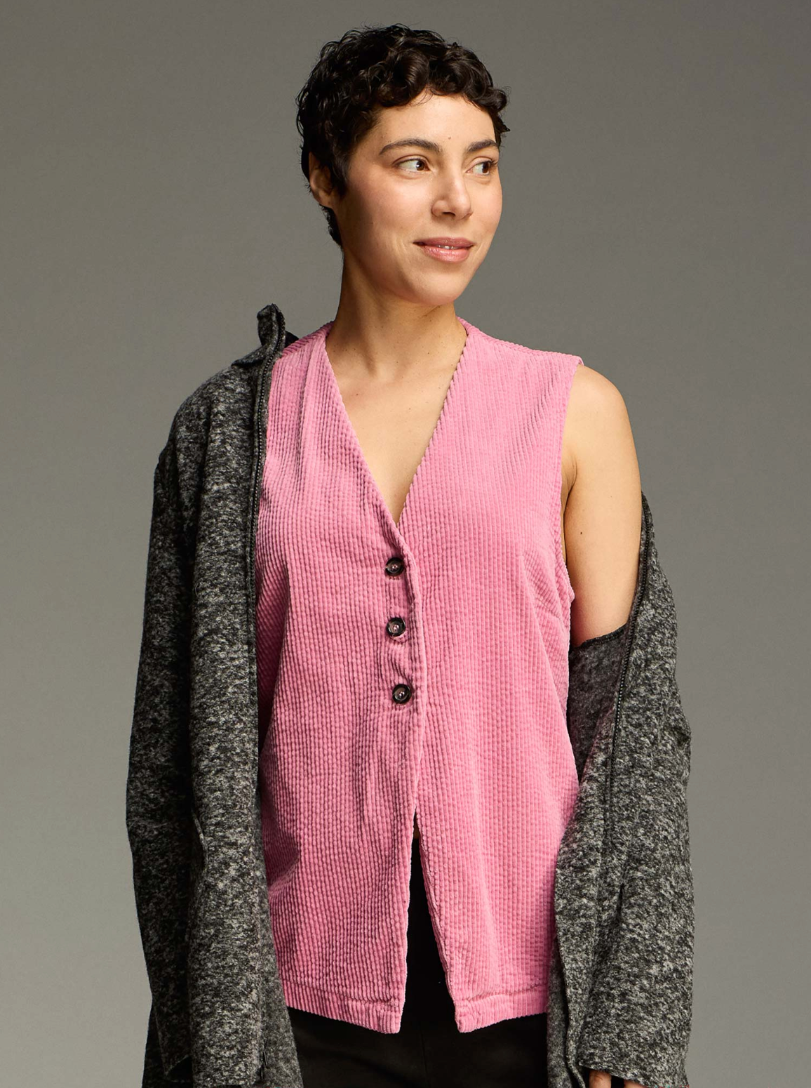 CUT LOOSE Lux Cord Long Vest - 1895274