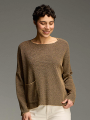 CUT LOOSE Marled Sweater Knit One-Size Pocket Pullover - 6707625