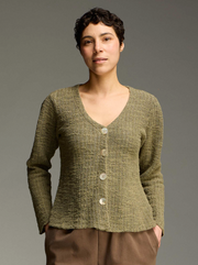 CUT LOOSE Texture Sweater Knit Puff Sleeve Cardigan - 6378514