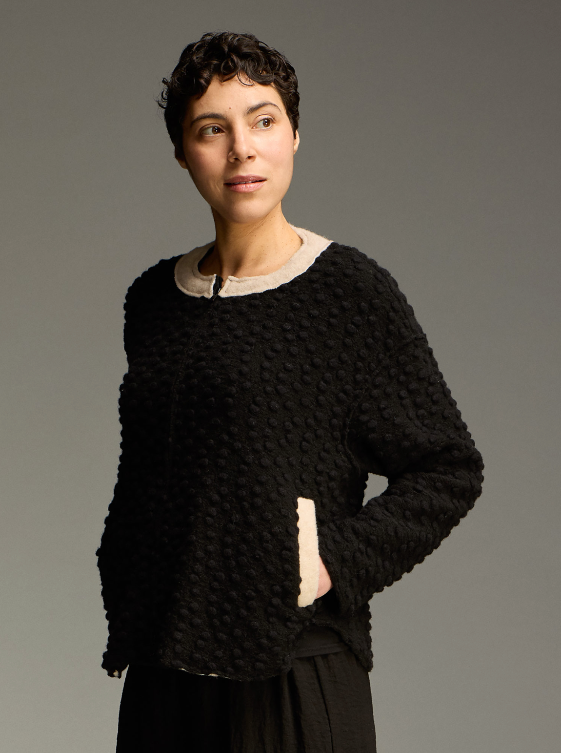 CUT LOOSE Pebbled Boiled Wool Bomber Jacket - 3908189