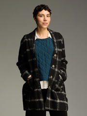 CUT LOOSE Plaid Boiled Wool Mid-Length Coat - 3718741