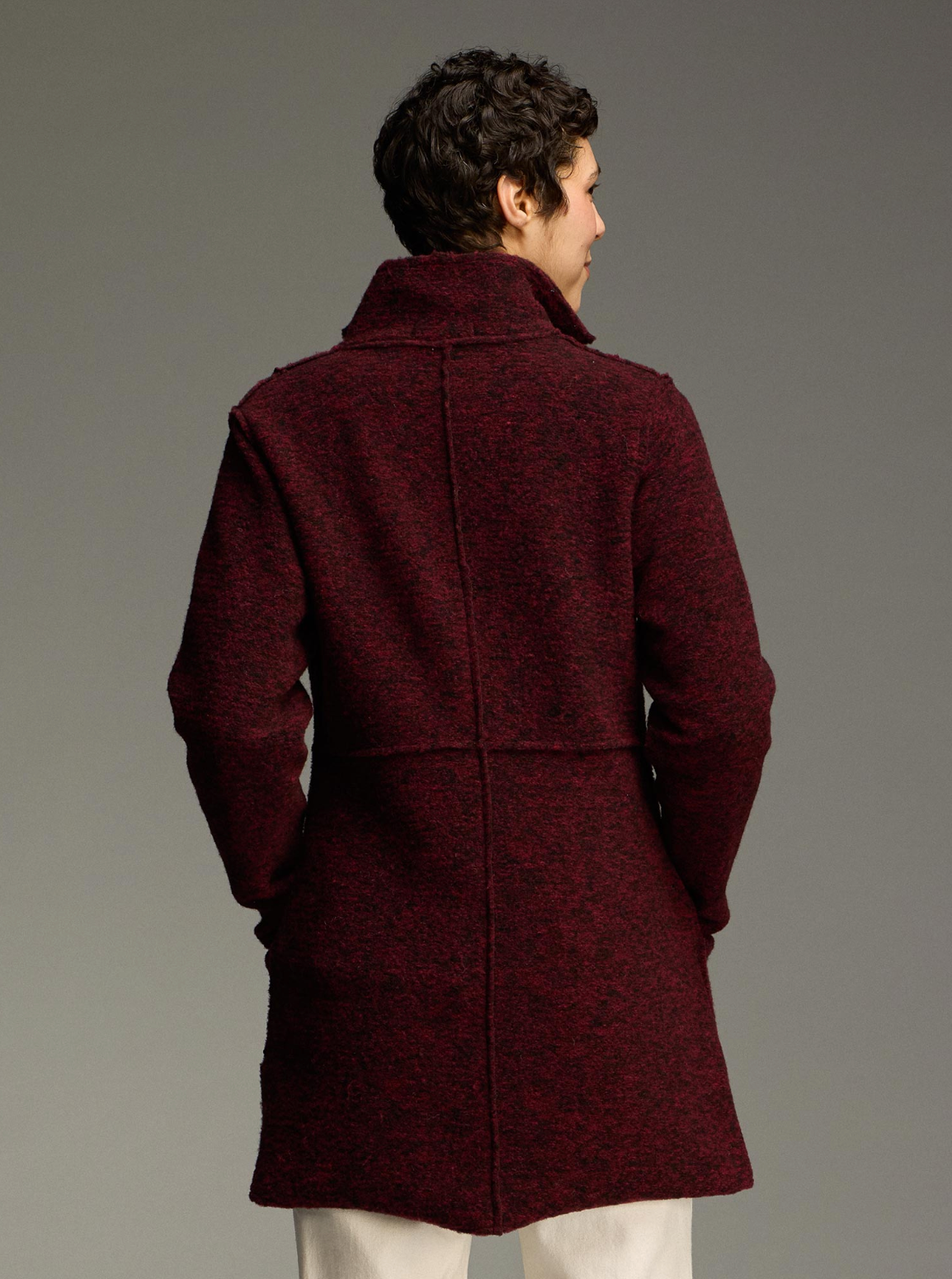 CUT LOOSE Marled Boiled Wool Zip Jacket - 3248526