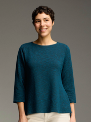 CUT LOOSE Crimped Fabric 3/4 Sleeve Aline Boatneck Top - 6546552