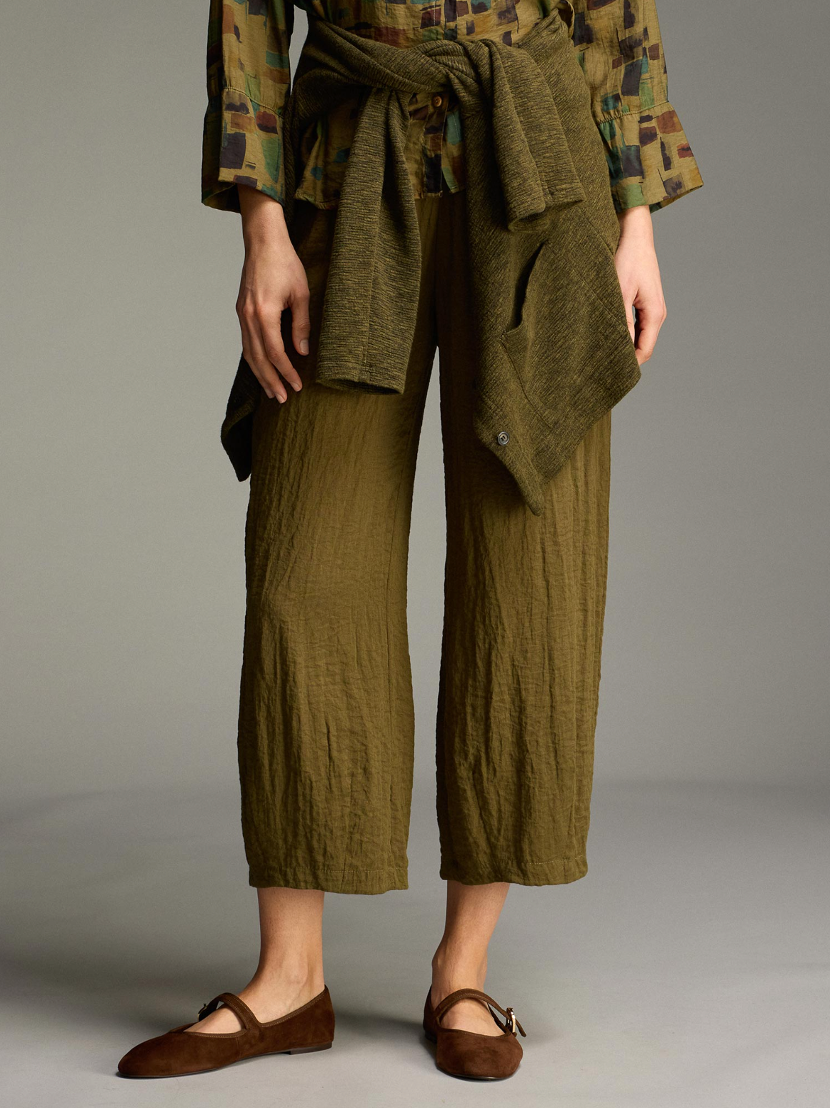 CUT LOOSE Fall Parachute Cropped Pants with Darts - 6382088