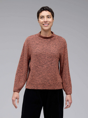 CUT LOOSE Crimped Fabric Mock Neck Top - 6546114