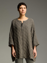 CUT LOOSE Black Crinkle Check Quilt One-Size Zip Jacket - 6618963