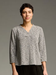 CUT LOOSE Crimped Fabric Shawl Collar Top - 6546740