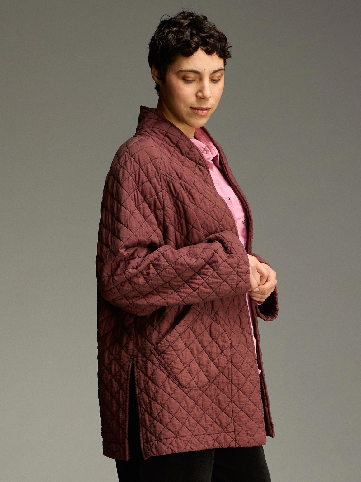 CUT LOOSE Quilted Parachute Side Slit Coat - 6598775