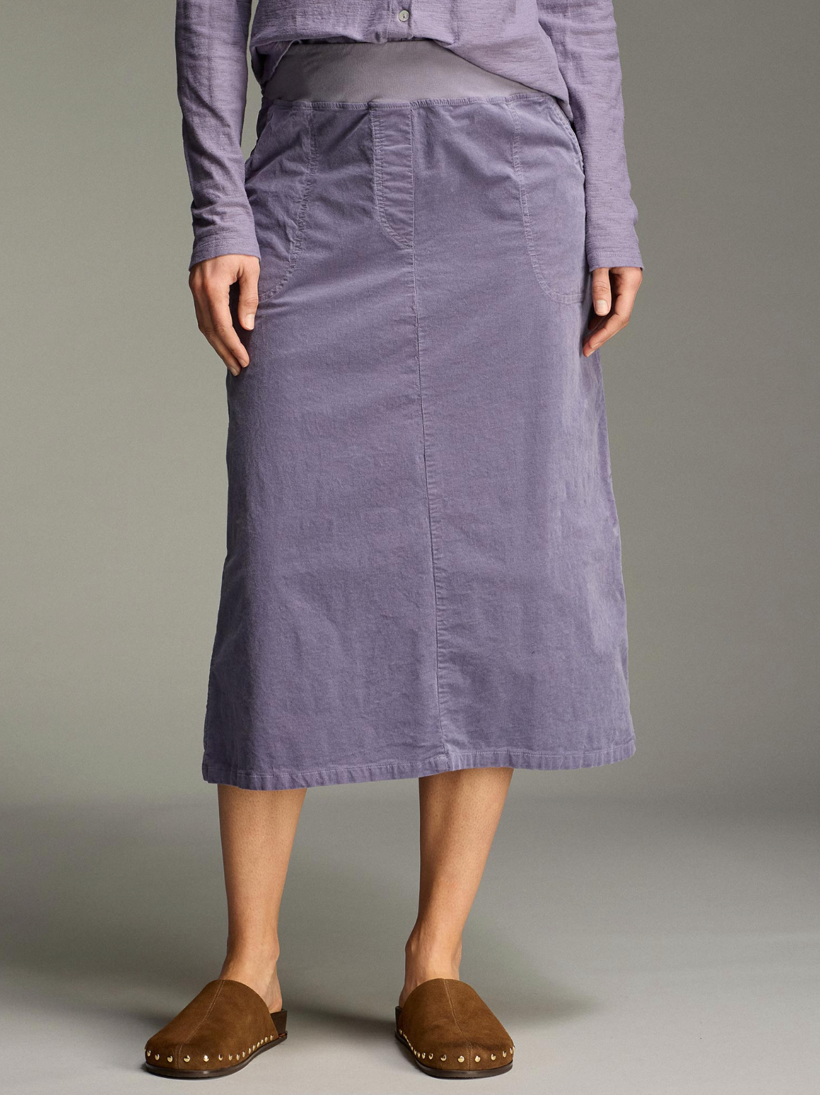 CUT LOOSE Mini Cord Easy Midi Skirt - 0039514