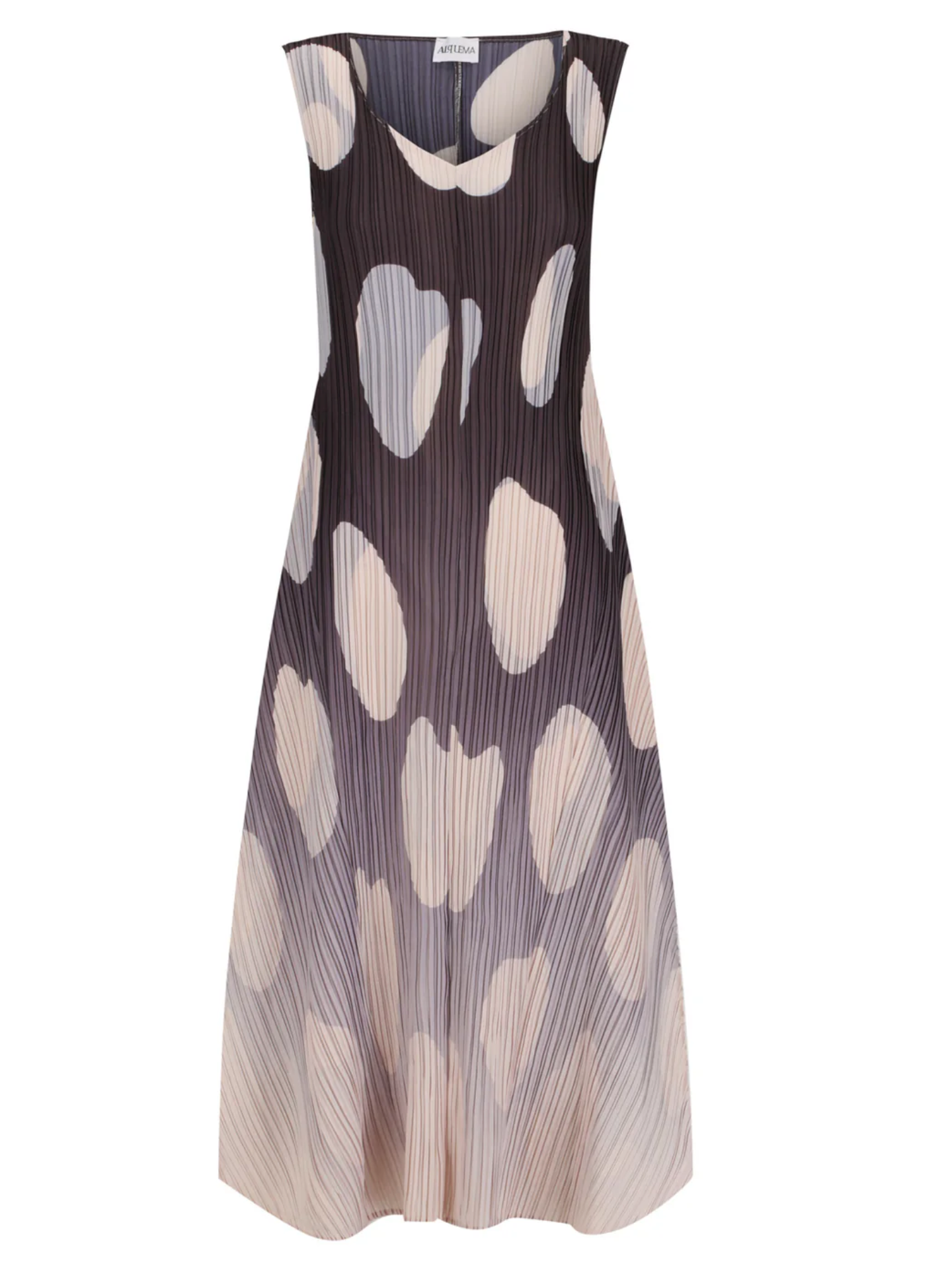Alquema Long Estrella Dress - BLACK BEIGE ELLIPTICAL SPOT