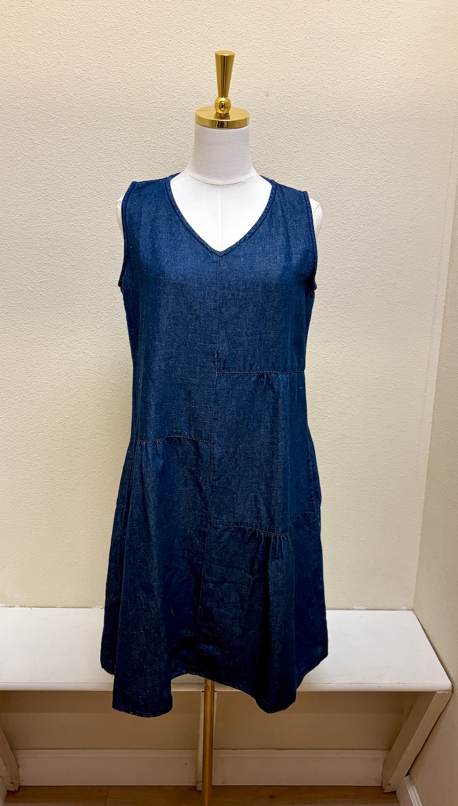CUT LOOSE Flax Denim Patch Dress - LAUNDERED