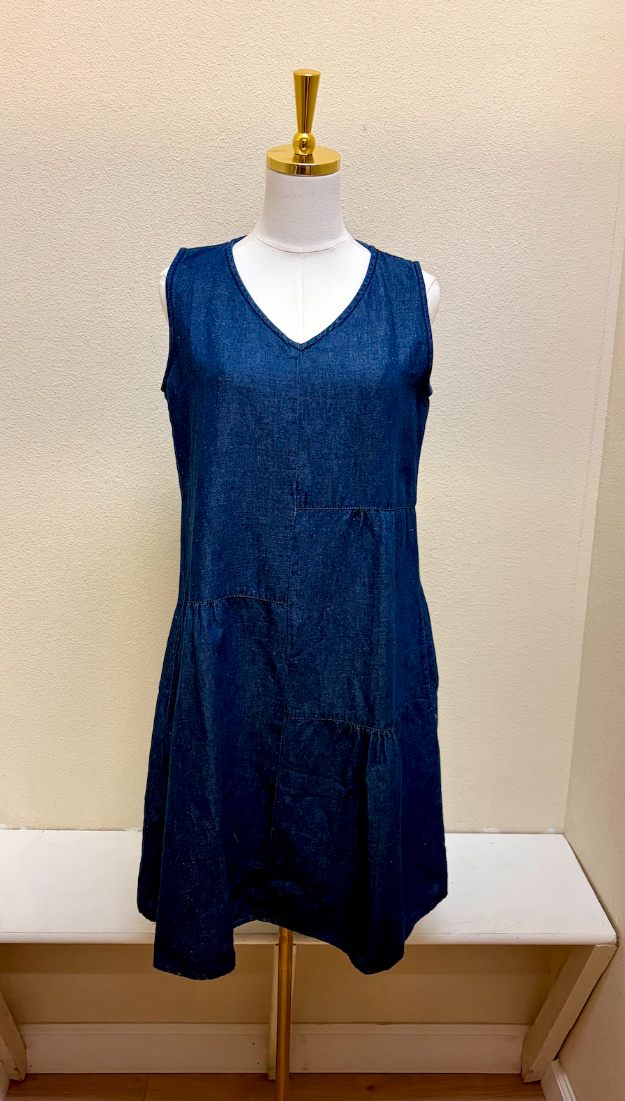 CUT LOOSE Flax Denim Patch Dress - LAUNDERED - 0450784
