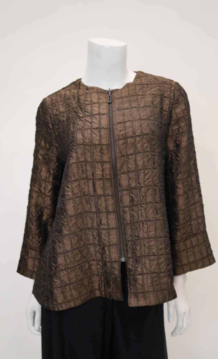 IC COLLECTION Zip Up Jacket - C1170J - BROWN