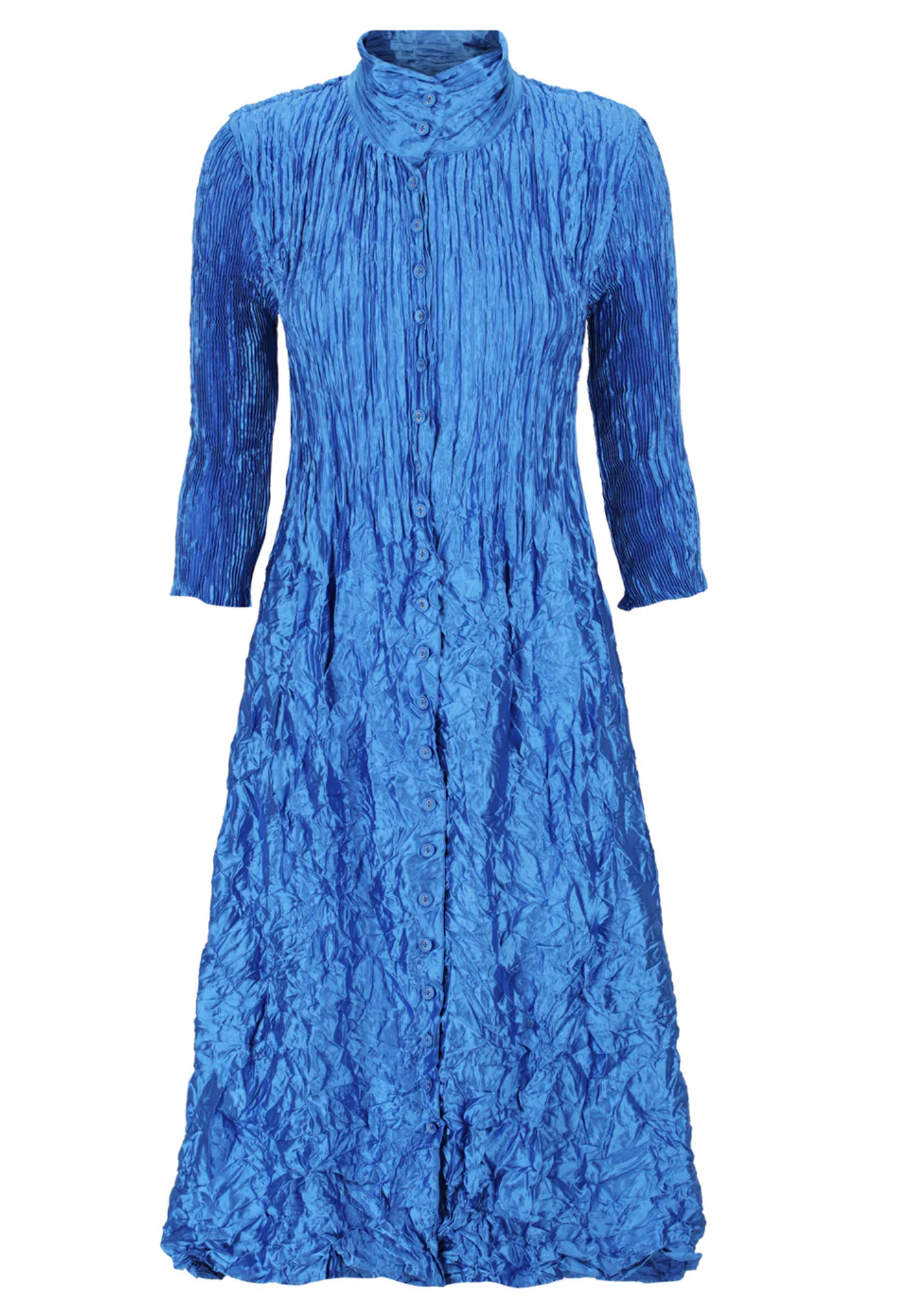 Alquema Metallic Nehru Coat Dress - CERULEAN BLUE