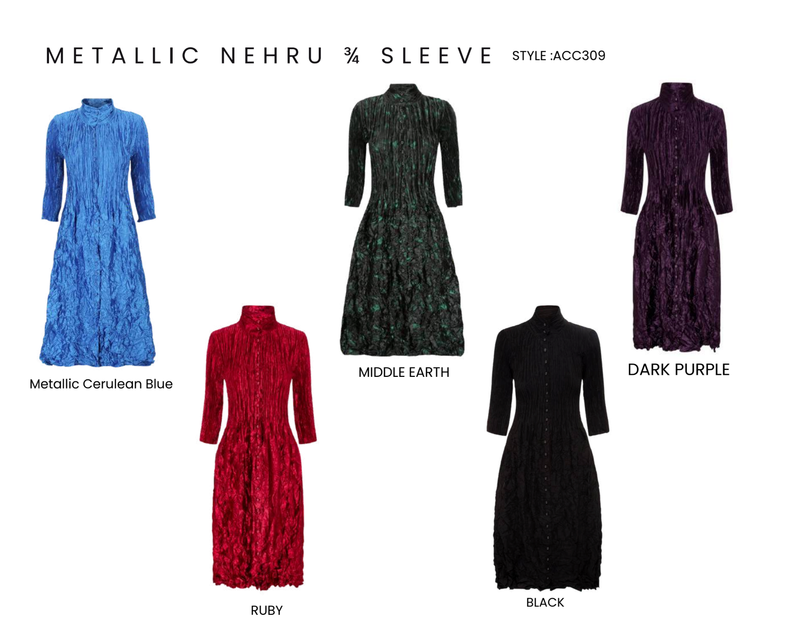 Alquema Metallic Nehru Coat Dress - MIDDLE EARTH