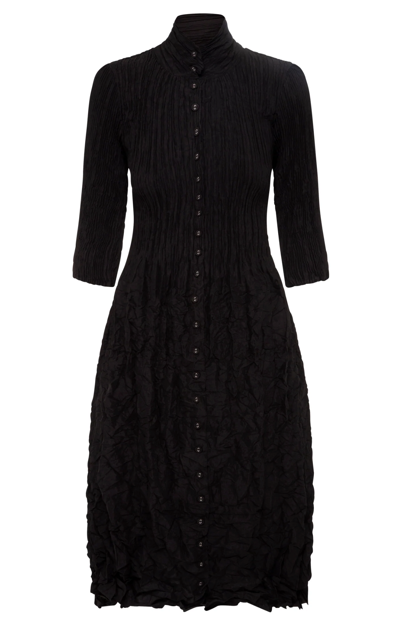 Alquema Metallic Nehru Coat Dress - BLACK