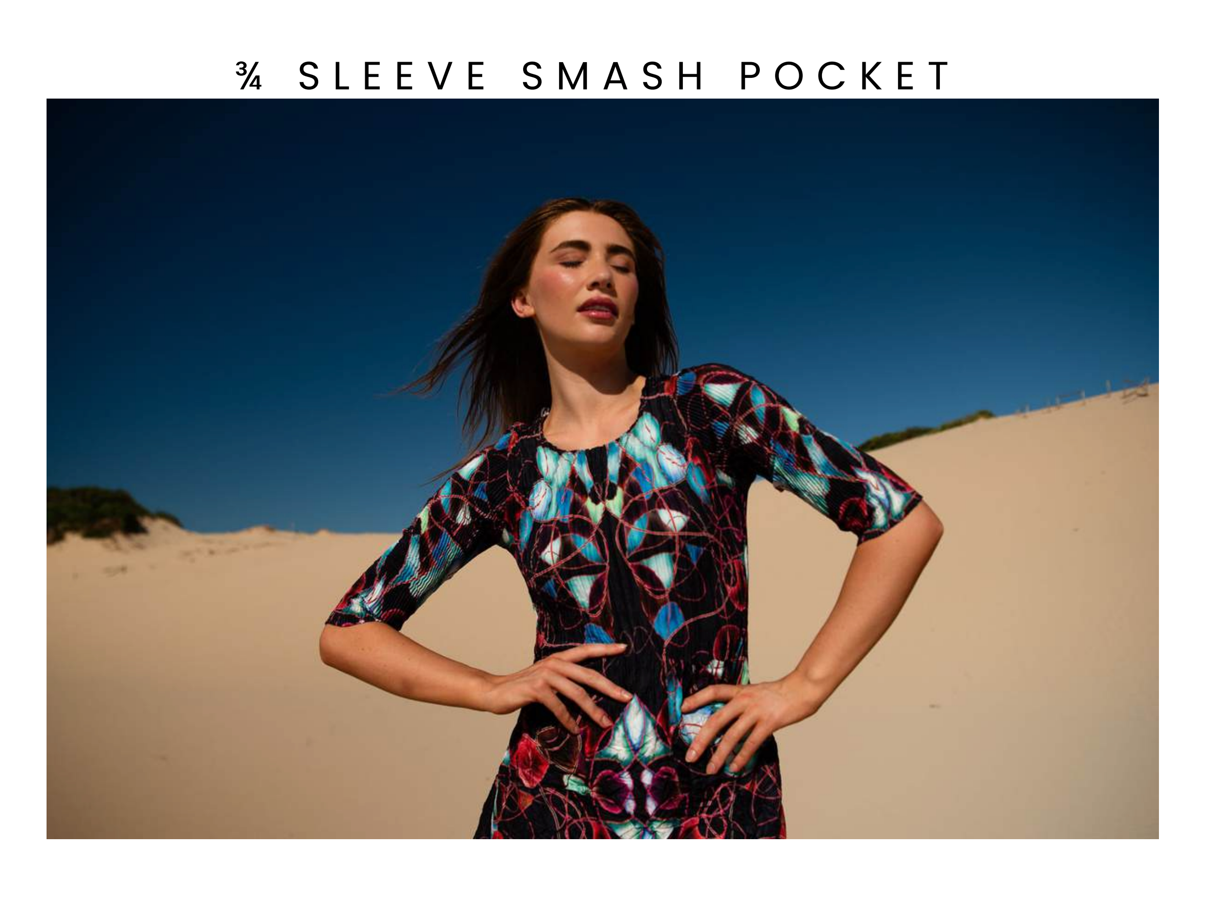 Alquema 3/4 Sleeve Smash Pocket  Dress - AQUA BOWS