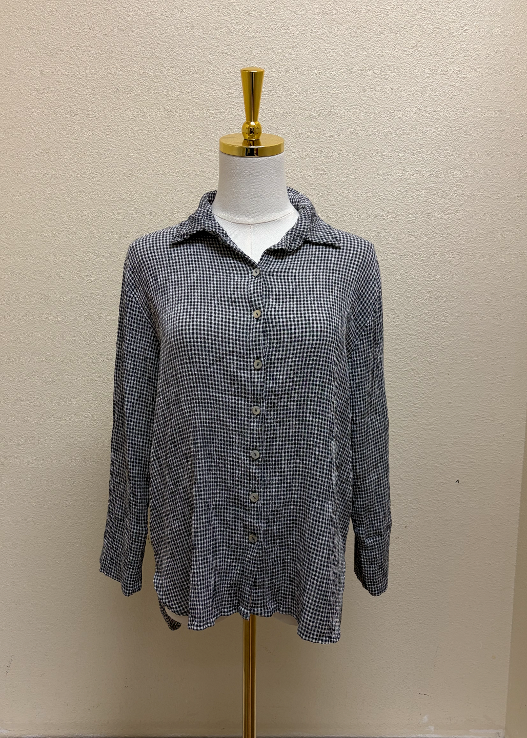 CUT LOOSE Crinkle Check Crop Easy Shirt - 6126986