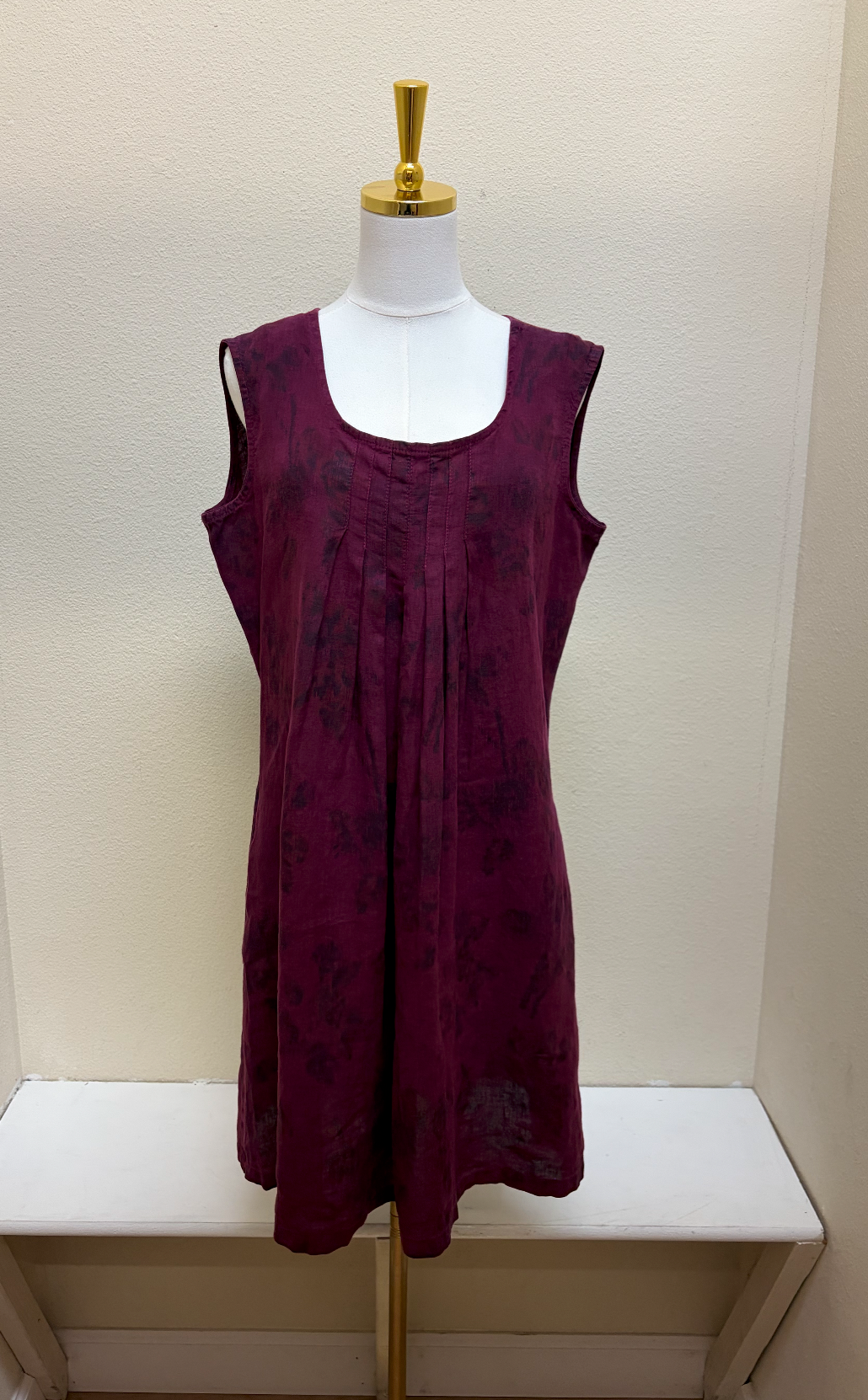 Color Me Cotton CMC Front Pleat Sleeveless Dress - IK-8285 - RAZZLEBERRY